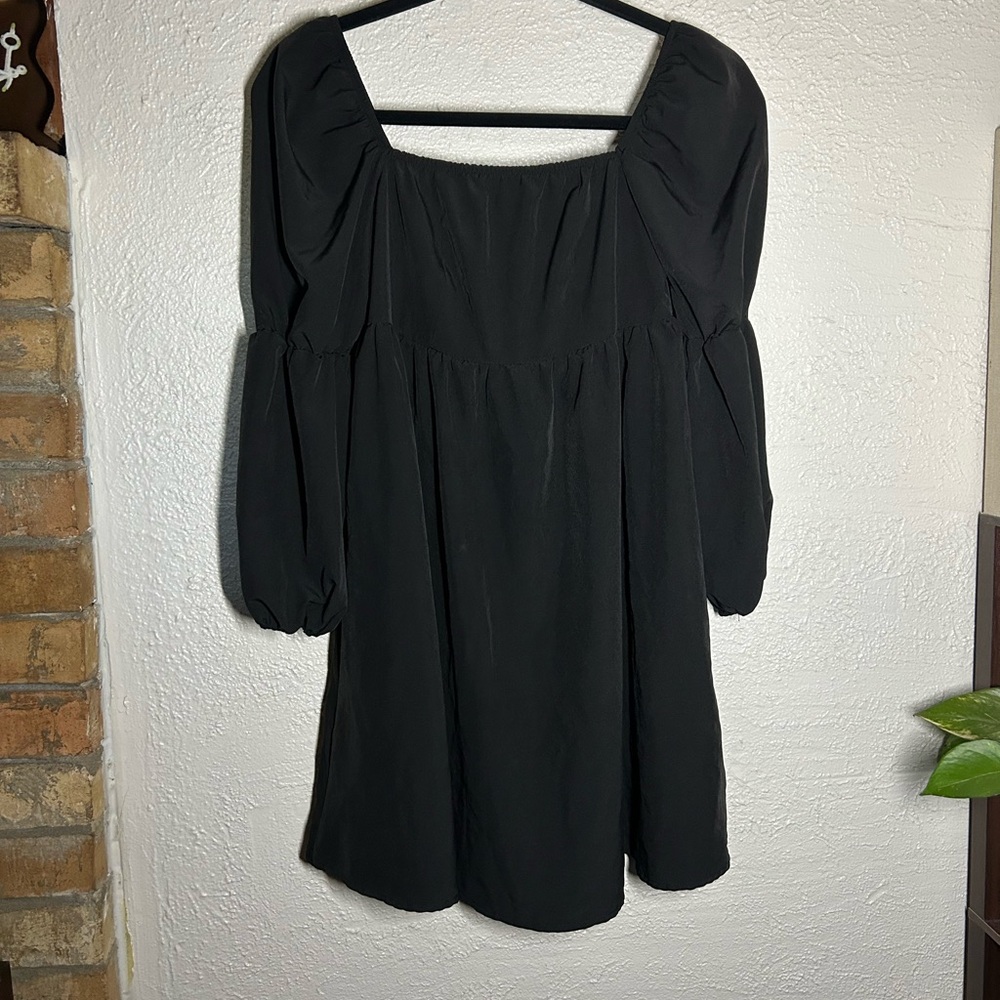 Black Long Sleeve Square Neck Dress - Brand